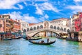 Gandolas in the lagoon of Venice, beautiful tourist attraction, Italy