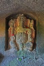 Ganesh Carved in stone at Panhalekaji, the famous rock-cut caves near river Kotjai Dabhol Dapoli