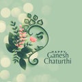 Ganesh chaturthi festival greeting in flower style background Royalty Free Stock Photo