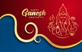 Ganesh chaturthi or Vinayaka Chaturthi Hindu festival celebrating the arrival of Ganesha to earth horizontal banner template. Gold