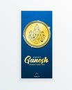 Ganesh chaturthi or Vinayaka Chaturthi Hindu festival celebrating the arrival of Ganesha to earth vertical story template. Gold