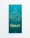 Ganesh chaturthi or Vinayaka Chaturthi Hindu festival celebrating the arrival of Ganesha to earth vertical story template. Gold