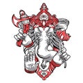 Ganesh is a god. The head of an elephant.