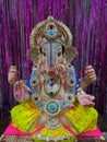Ganesh idol with diamond design on ganpati sthapana