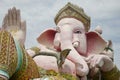 Ganesh statue pink color thai called Phra Pikanet at outdoor for people visit and respect praying at Lord Ganesha Park