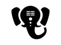 Ganesh with tilaka in shape of eye silhouette. Hindu black god with the head of elephant good son Shiva