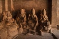 Ganesha, Bhairava and Laxmi sculptures, Ellora Caves, Aurangabad, Maharashtra Royalty Free Stock Photo