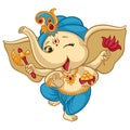 Ganesha elephant cartoon baby illustration for traditional Ganesha Chaturthi Indian Hindu holiday greeting card Royalty Free Stock Photo