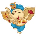 Ganesha elephant cartoon baby vector illustration for traditional Ganesha Chaturthi Indian Hindu holiday greeting card Royalty Free Stock Photo