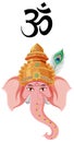 Ganesha elephant god of India on white background