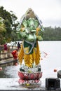 Statue of Hindu God Ganesh at the sacred lake of Grand Bassin in the South of the island of Mauritius.