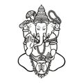 Ganesha. God of wisdom and prosperity in Hinduism. Linear style. Royalty Free Stock Photo