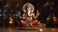 a Ganesha, Happy ganesh chaturthi greeting card design with lord ganesha idol. Generative Ai Royalty Free Stock Photo