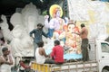 Ganesha idol being transported fo installation