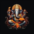 Ganesha shining realistic spiritual black background