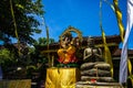 Ganesha Statue, Balinese style and decorations in front of a Balinese temple. Bali, Indonezia, 2019