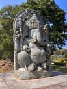 Ganesha statue outside Shaivism Hindu temple Hoysaleswara arts Halebidu, Karnataka State, India