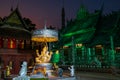 Illuminated Ganesha and Buddhist silver temple