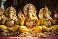 the ganeshas are pictured in their sitting pose, with gold plated hands and arms