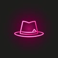 gang, criminal, hat, mafia neon style icon. Simple thin line, outline  of mafia icons for ui and ux, website or mobile Royalty Free Stock Photo