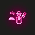 gang, criminal, money, mafia neon style icon. Simple thin line, outline  of mafia icons for ui and ux, website or mobile Royalty Free Stock Photo