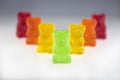 Gang of gummi Bears stand behind each other jelly bear Royalty Free Stock Photo