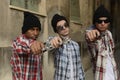 Gang members with guns on the street Royalty Free Stock Photo