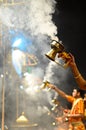 Ganga aarti at Benaras Kashi Uttar pradesh India Royalty Free Stock Photo