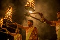 Ganges Aarti ceremony at Dashashwamedh Ghat, Varanasi, India Royalty Free Stock Photo