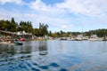 Ganges, BC - August 24, 2019: Pleasure boats in the Ganges marina on Salt Spring Island BC