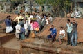 Ganges Delta, Bangladesh: A crowd of people waiting at the dock in a small town