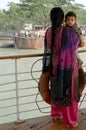 Ganges Delta, Bangladesh: A mother and child standing on the deck of the Rocket paddle steamer