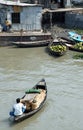 Ganges Delta, Bangladesh: A small boat is transporting goods in the Ganges Delta