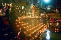 Ganges River Puja Ceremony, Varanasi India Royalty Free Stock Photo