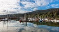 Scenic View of Sailboats and boats in a marina on the Pacific Ocean Coast