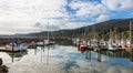 Scenic View of Sailboats and boats in a marina on the Pacific Ocean Coast