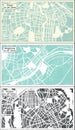 Gangneung, Daejeon and Daegu South Korea City Maps Set in Retro Style Royalty Free Stock Photo