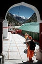 ÃÂ group of hindu pilgrims walking to the source of the holy river Ganges. North India