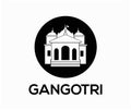 Gangotri written with temple. Gangotri lord shiva vector icon. its a holy place in india
