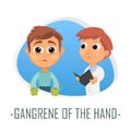 Gangrene of the hand medical concept. Vector illustration.