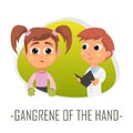 Gangrene of the hand medical concept. Vector illustration.