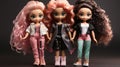 Urban Fusion: Stylish Bratz Dolls With Curly Hair Royalty Free Stock Photo