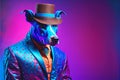 Gangsta pet dog colorful fashion portrait Royalty Free Stock Photo