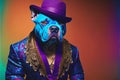 Gangsta pet dog colorful fashion portrait Royalty Free Stock Photo