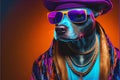 Gangsta pet dog colorful fashion portrait Royalty Free Stock Photo