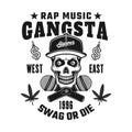 Gangsta rapper skull in snapback vector emblem