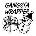 Gangsta wrapper with gift and snowman illustration. Royalty Free Stock Photo