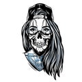 Gangster chicano girl with skull mask