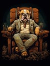 Gangster dog a chair vector illustration for T-shirt designs