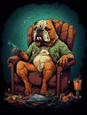 Gangster dog a chair vector illustration for T-shirt designs